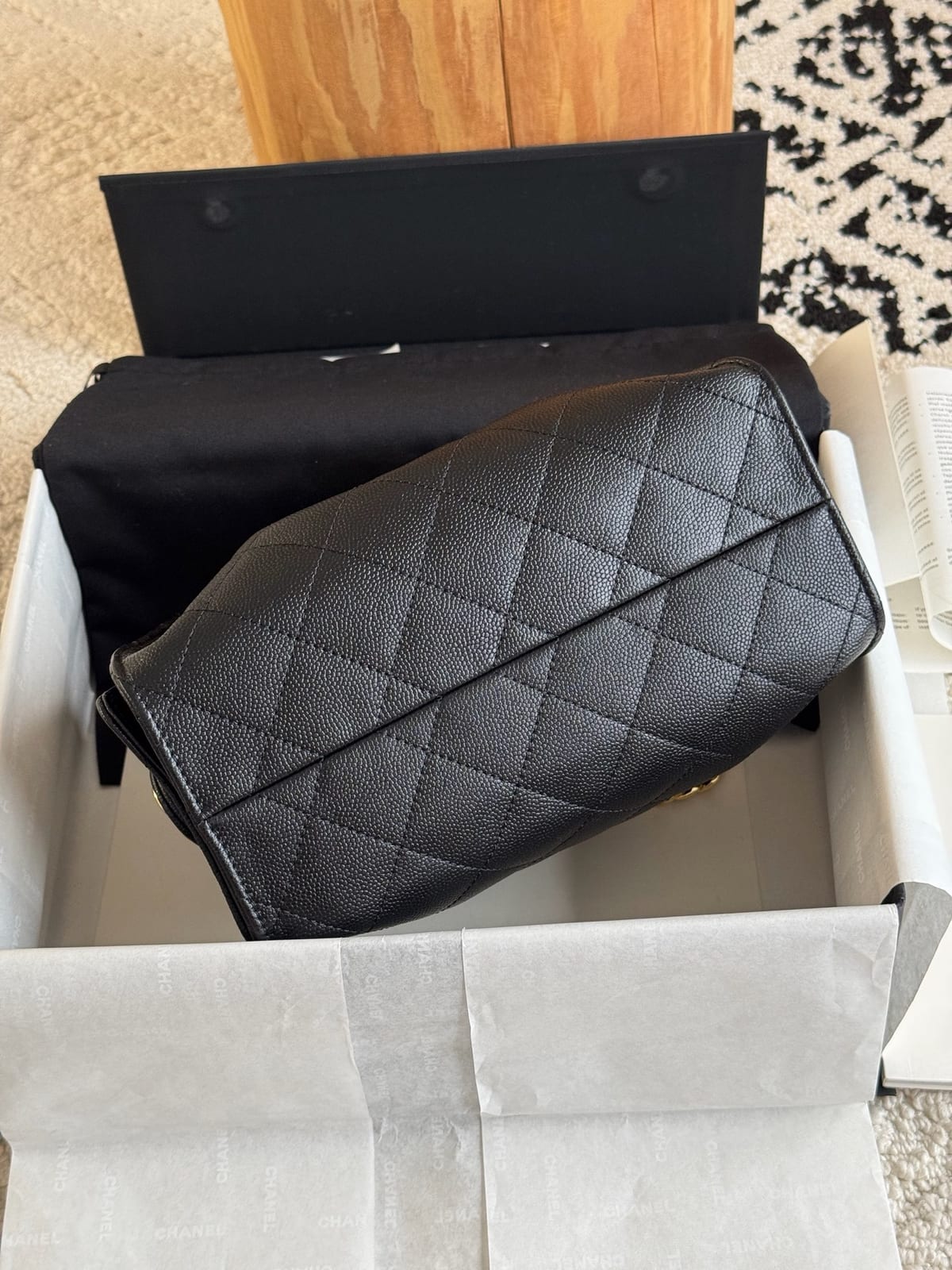  Black Grained Caviar Leather with Gold Hardware 8
