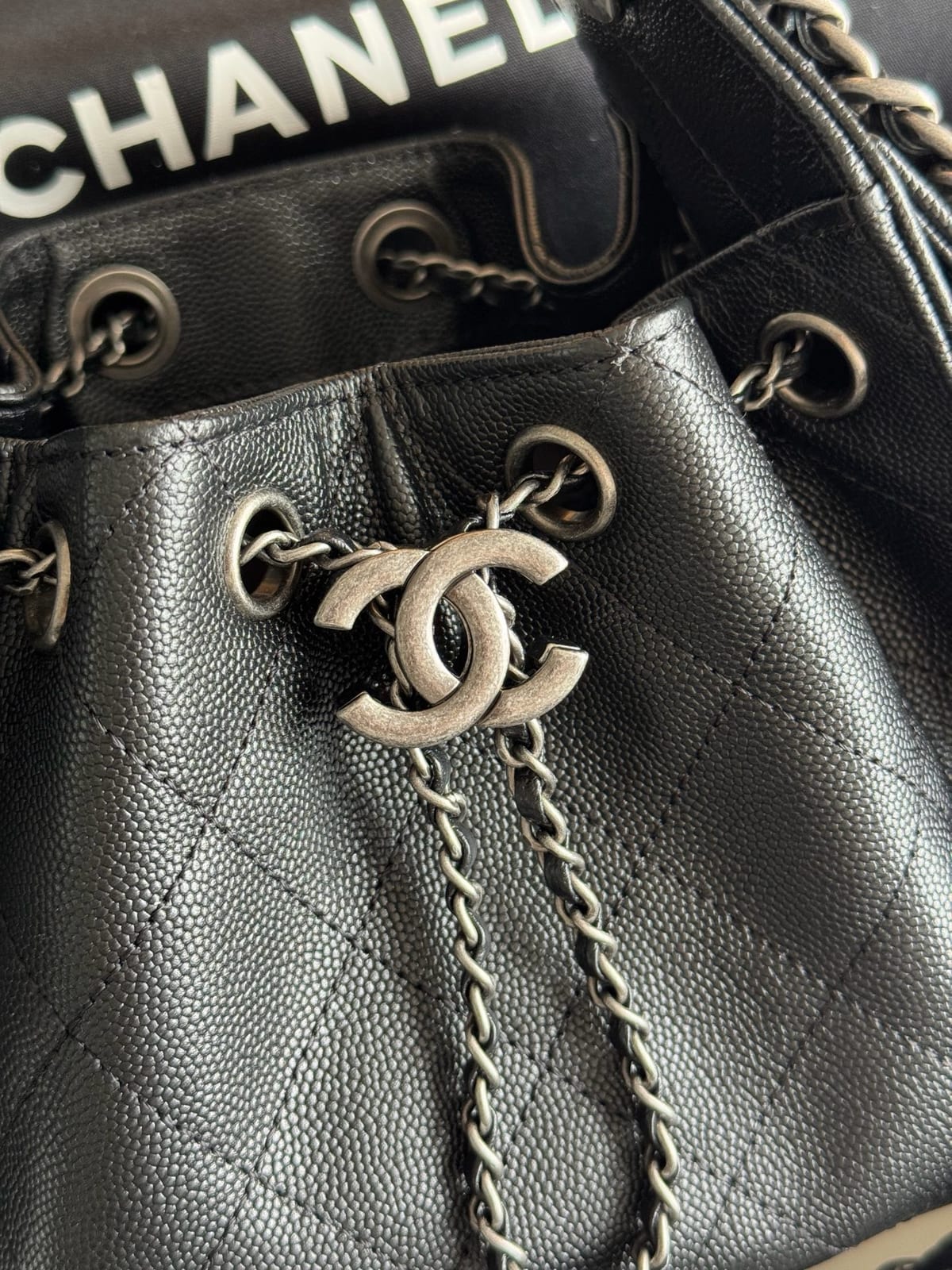 Black Grained Caviar Leather with Sliver Hardware 2
