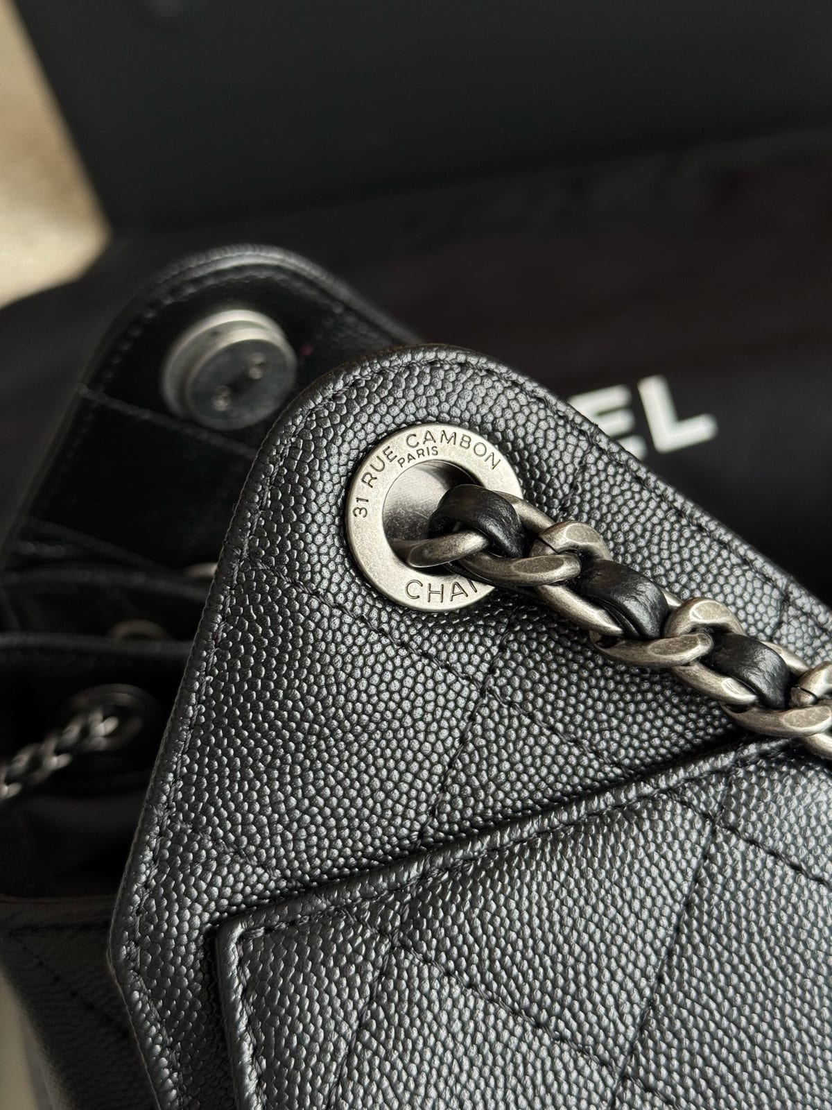  Black Grained Caviar Leather with Sliver Hardware 3
