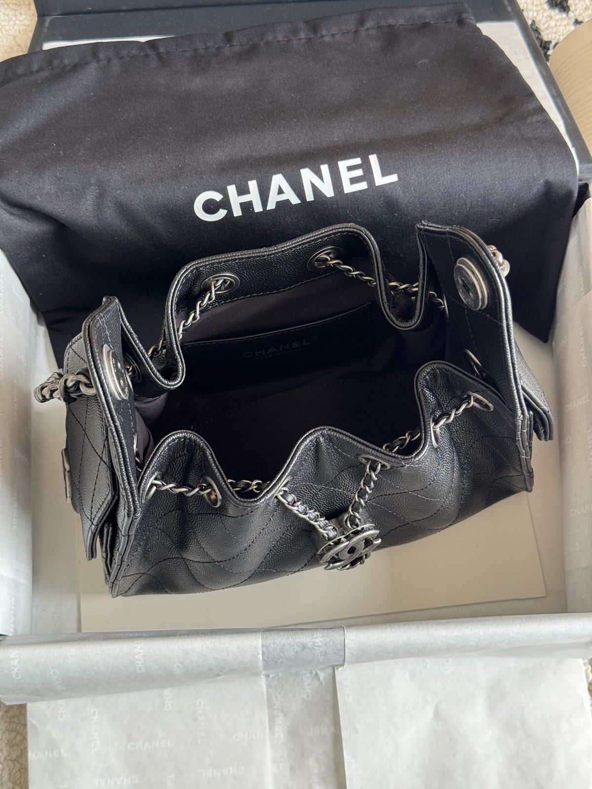  Black Grained Caviar Leather with Sliver Hardware 5