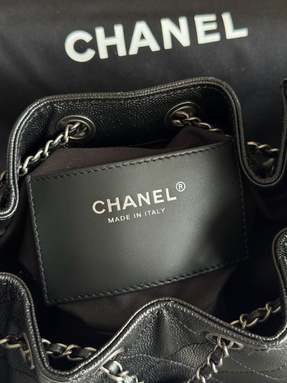  Black Grained Caviar Leather with Sliver Hardware 6
