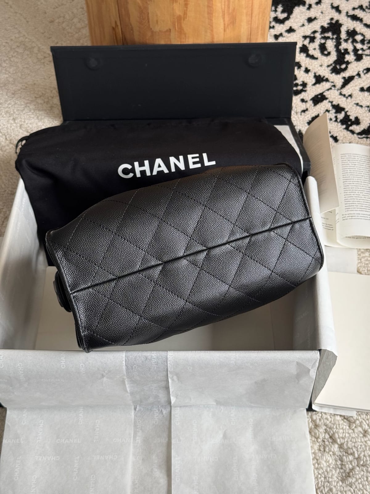  Black Grained Caviar Leather with Sliver Hardware 7