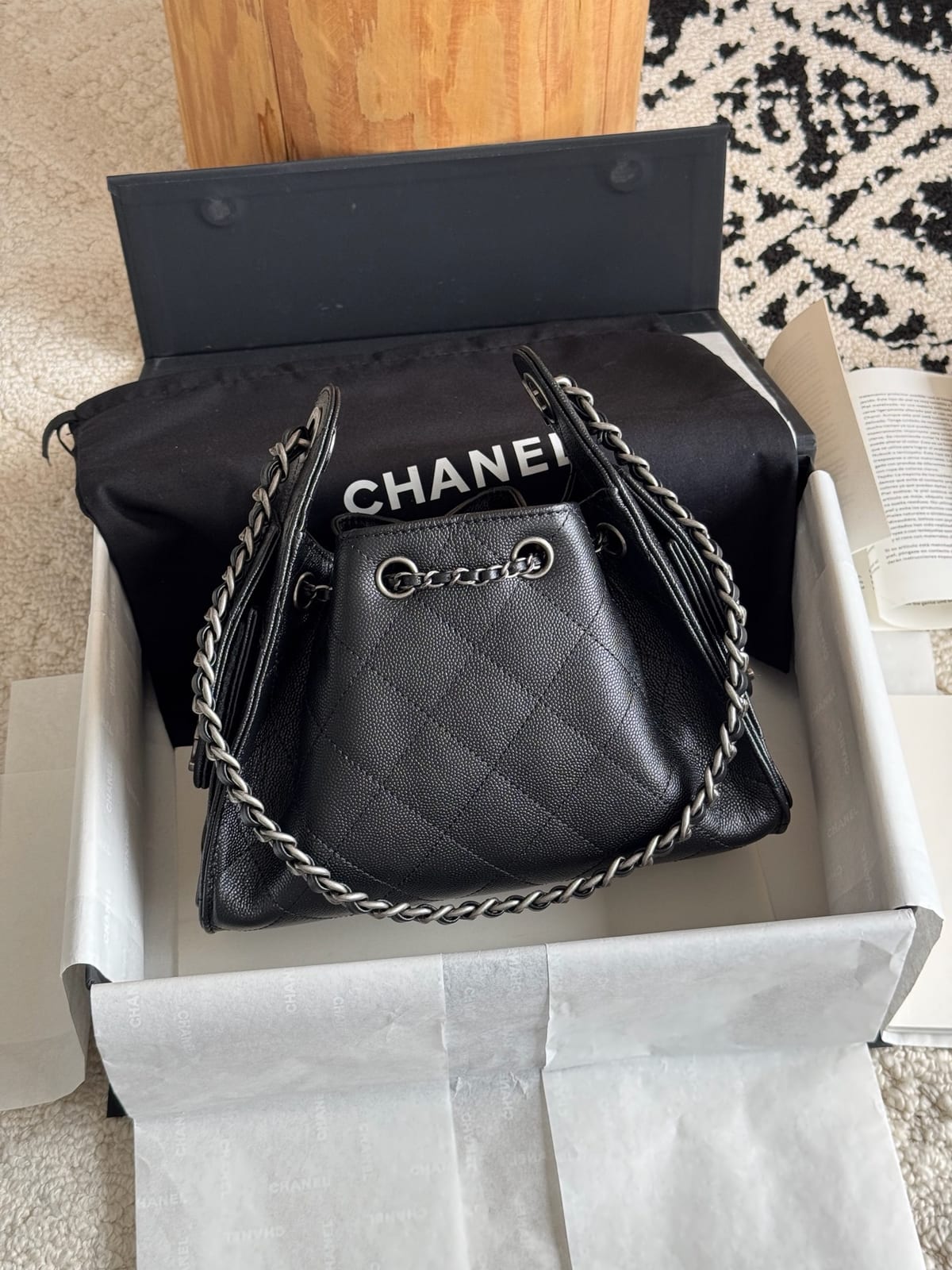  Black Grained Caviar Leather with Sliver Hardware 8