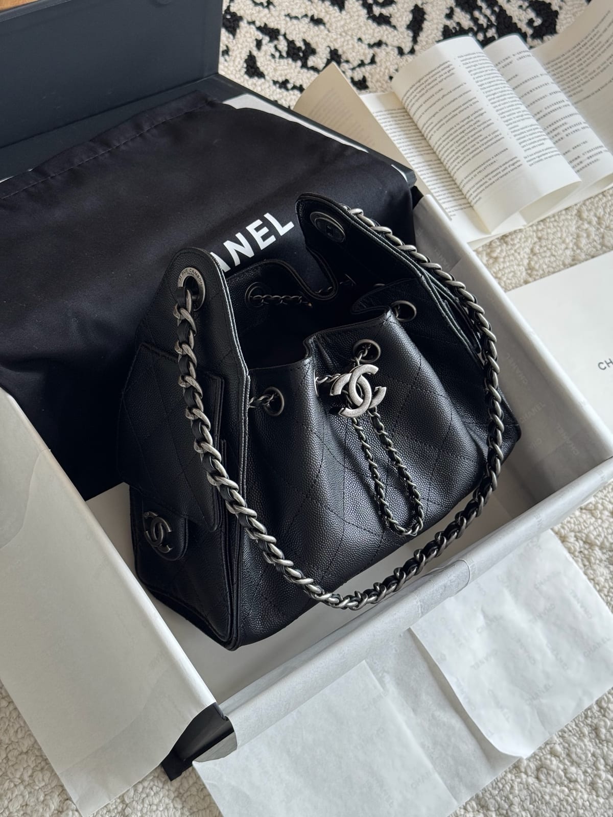  Black Grained Caviar Leather with Sliver Hardware 9