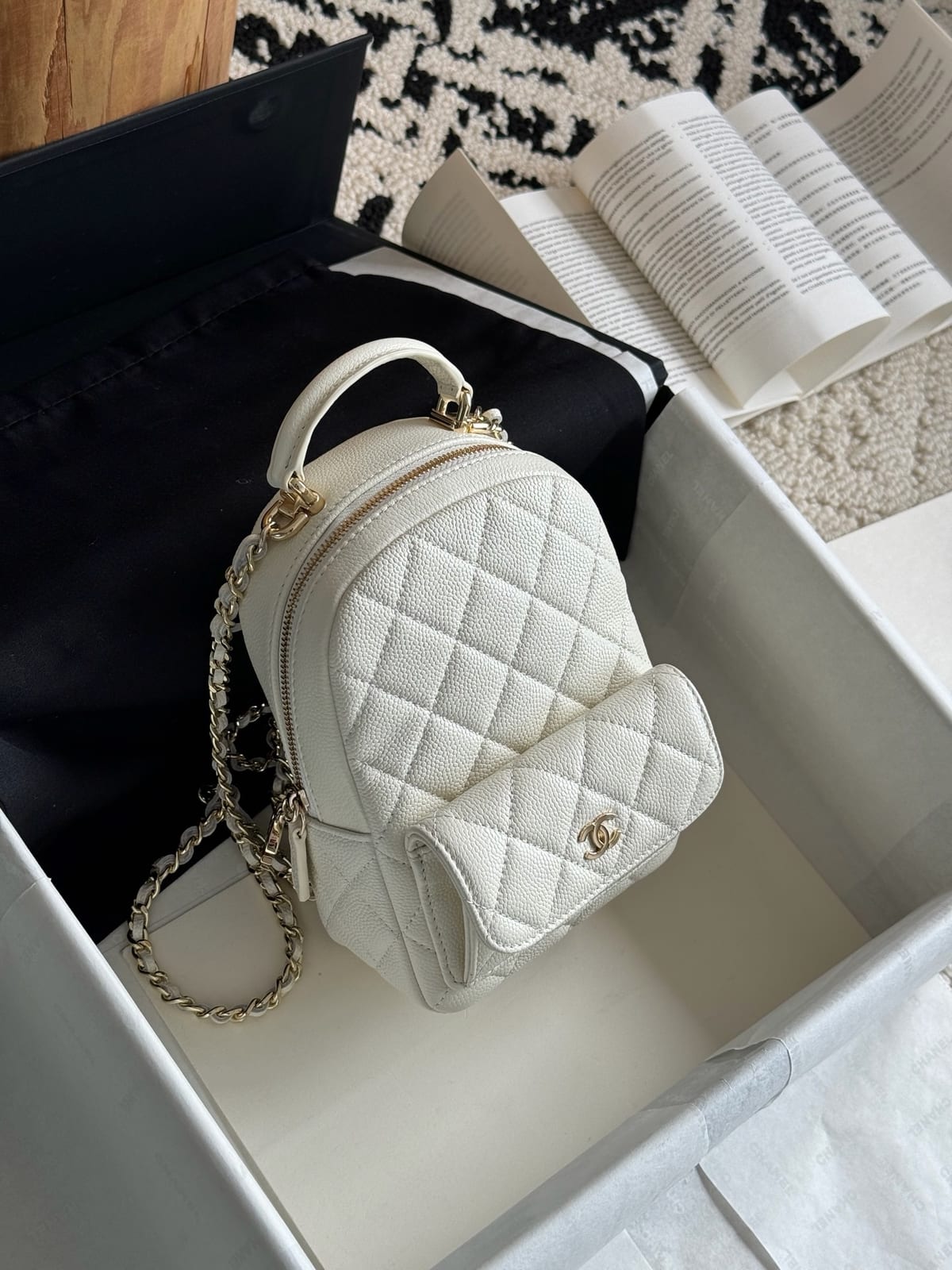  Chanel Mini Phone Holder Backpack Caviar Leather 2