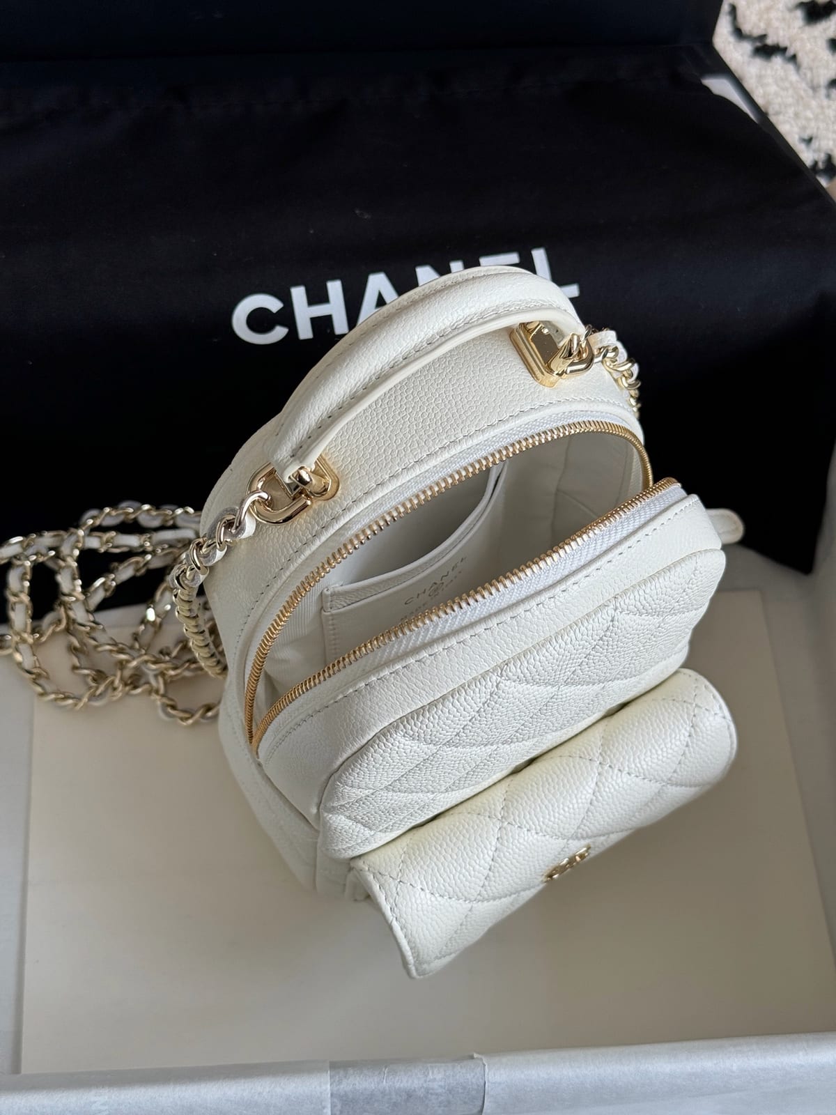  Chanel Mini Phone Holder Backpack Caviar Leather 5