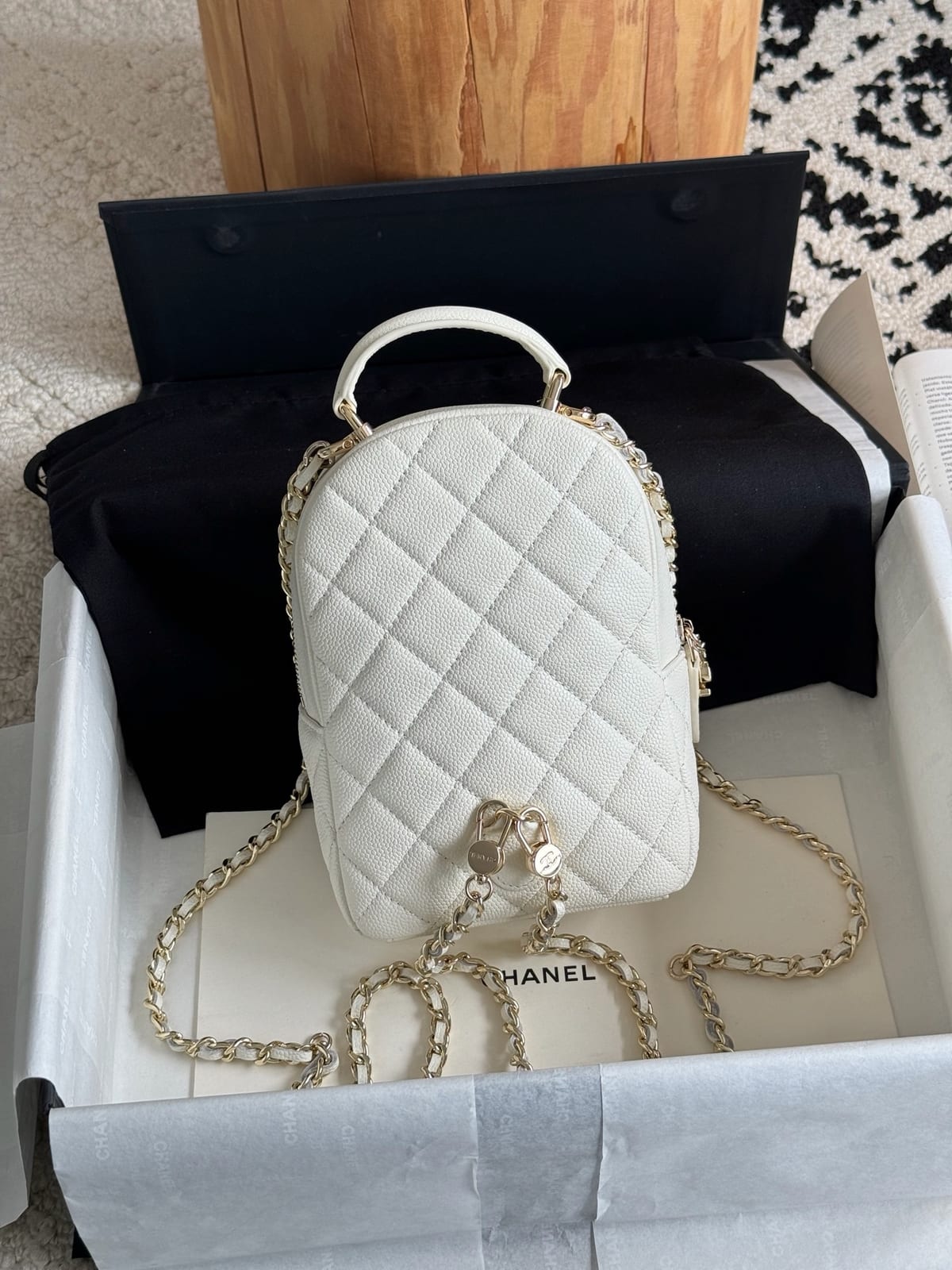  Chanel Mini Phone Holder Backpack Caviar Leather 8