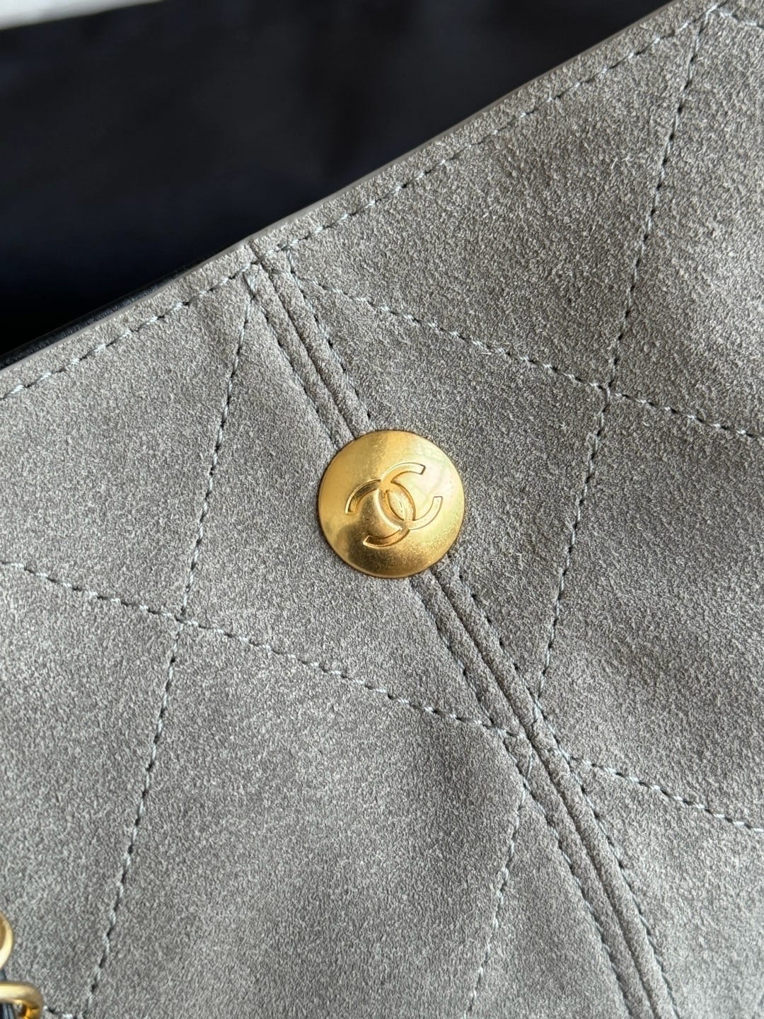 Chanel Small Coco Shopping Bag Dark Grey Suede Calfskin 8