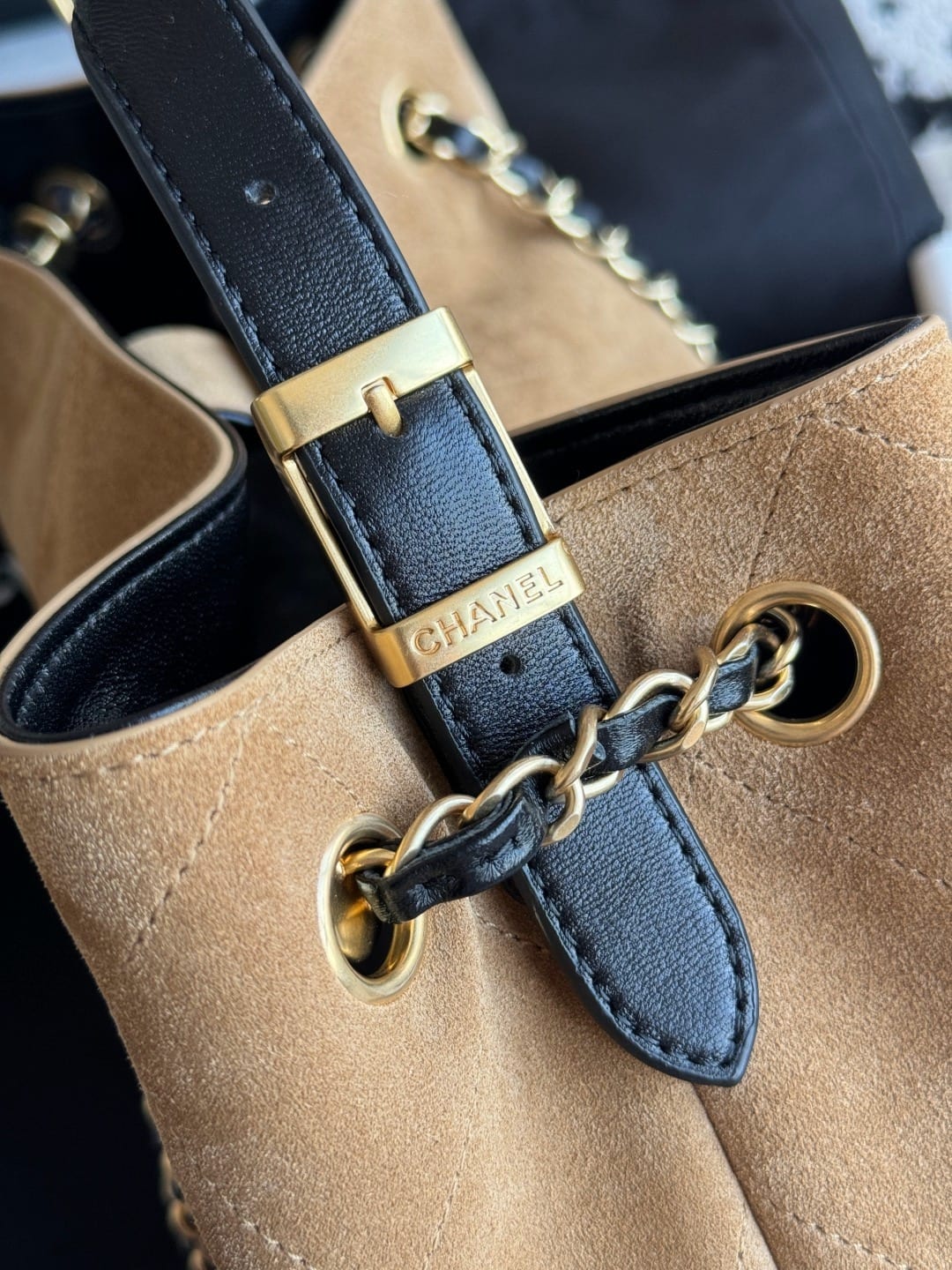  Chanel Large Coco Shopping Bag Dark Beige Suede Calfskin 3