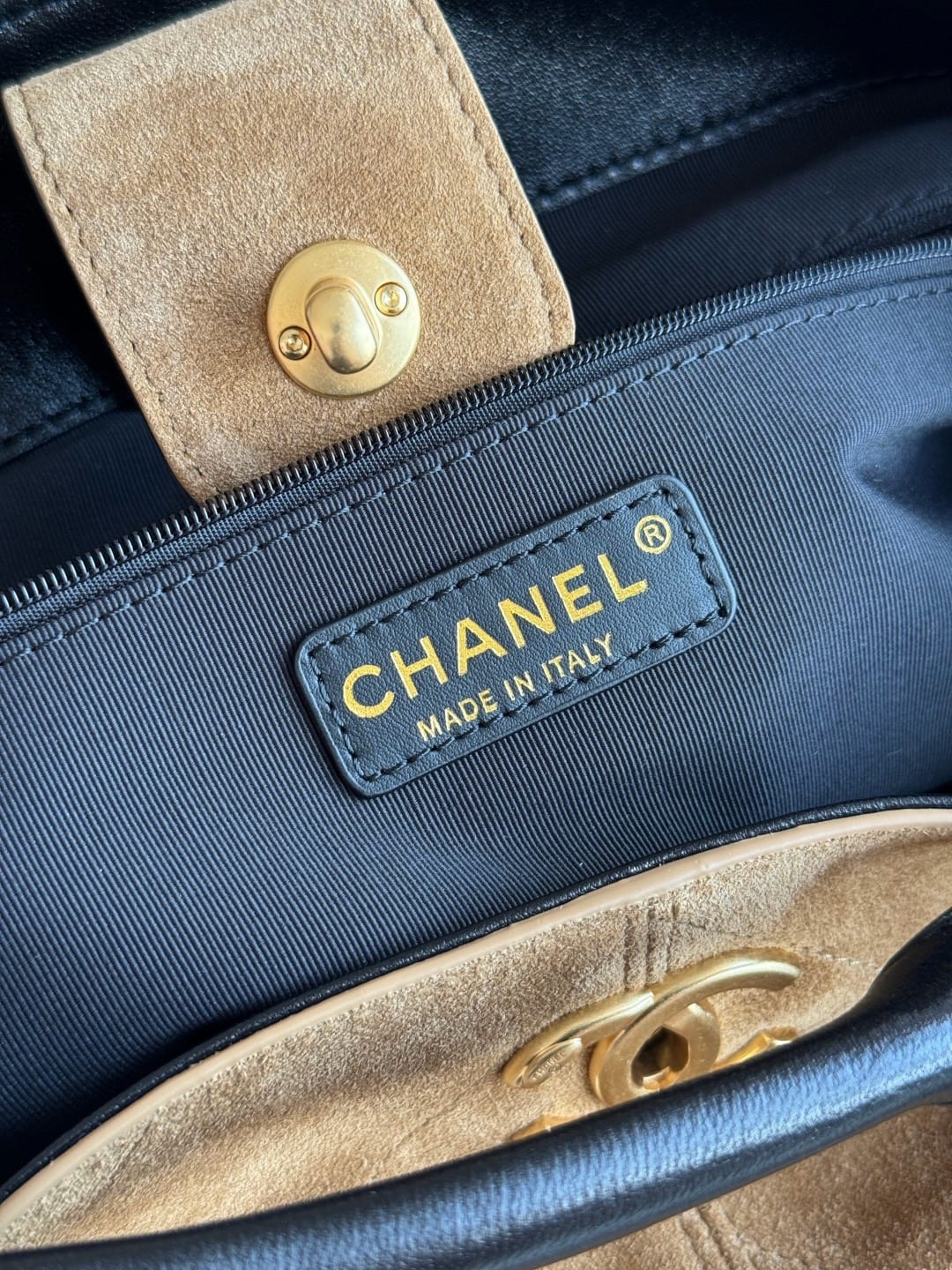  Chanel Large Coco Shopping Bag Dark Beige Suede Calfskin 6