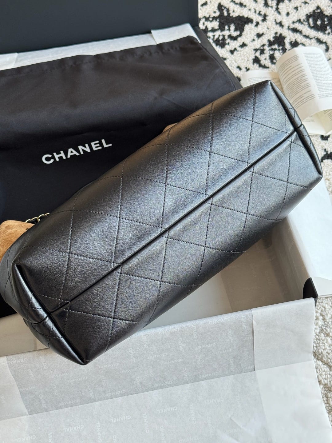  Chanel Large Coco Shopping Bag Dark Beige Suede Calfskin 7