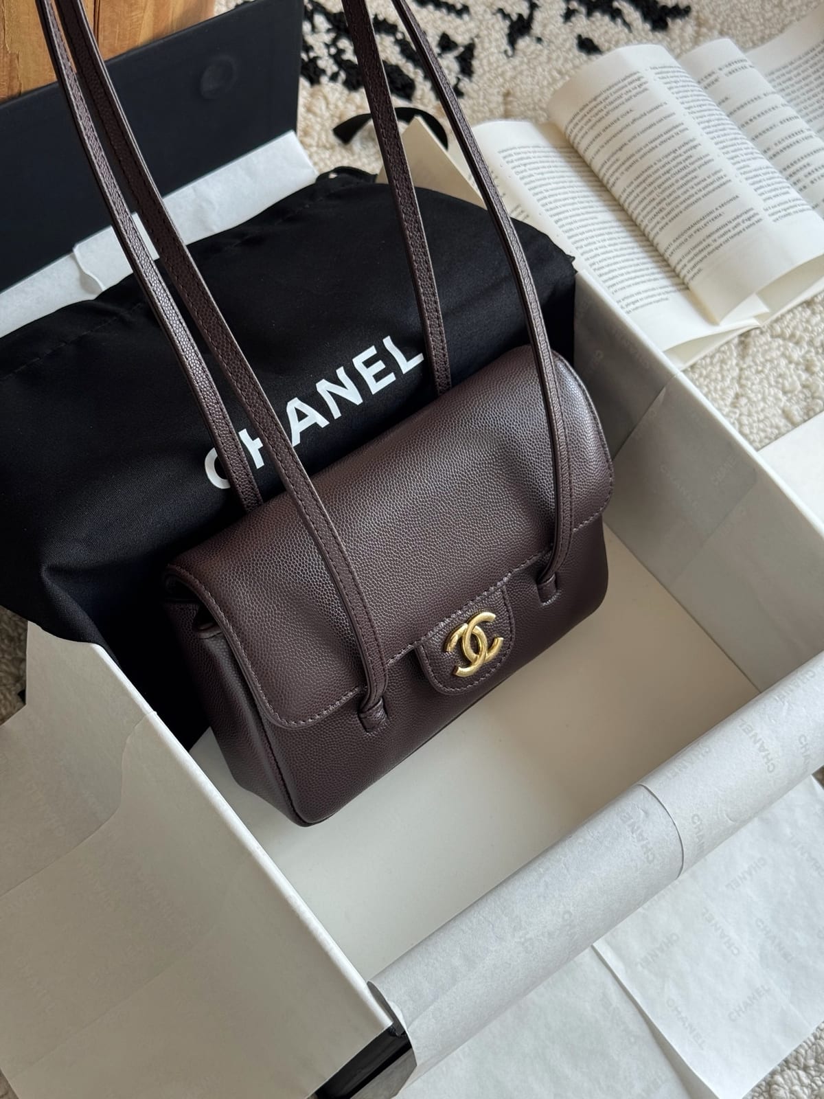 Chanel Dark Brown Preppy Coco Clutch with Straps 2