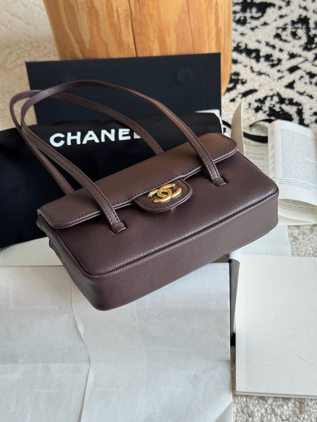 Chanel Dark Brown Preppy Coco Clutch with Straps 4