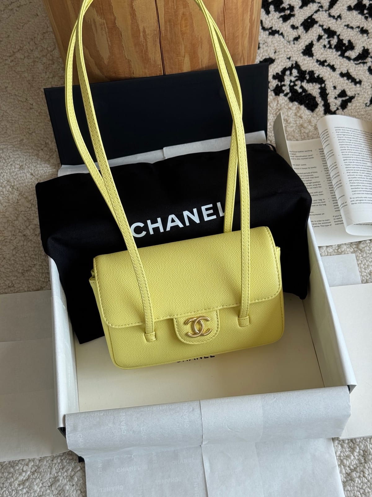 Chanel Yellow Preppy Coco Clutch with Straps