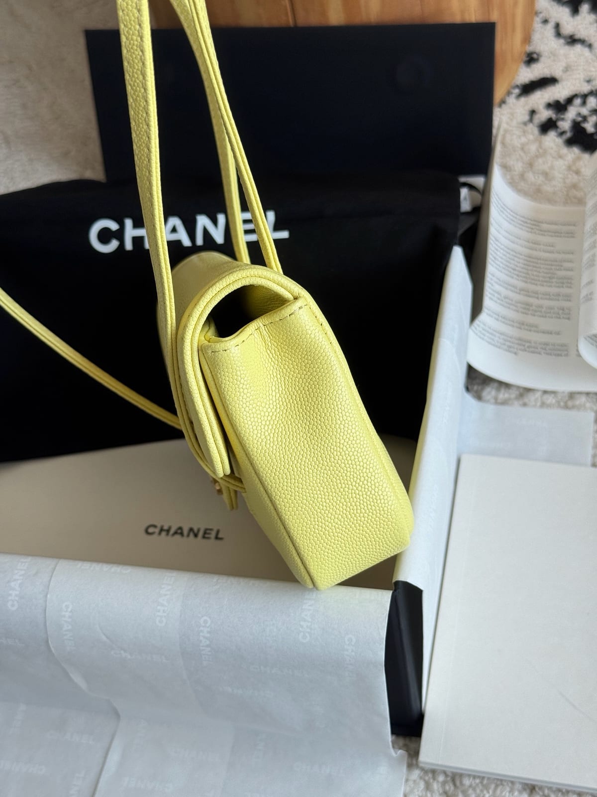 Chanel Yellow Preppy Coco Clutch with Straps 3