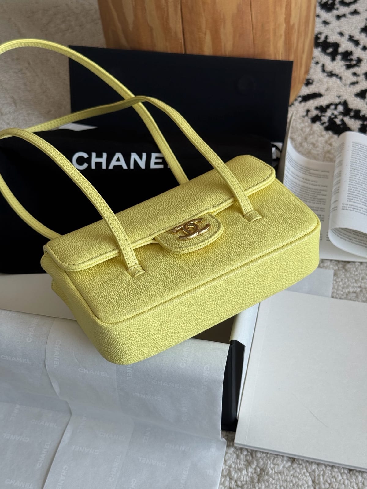 Chanel Yellow Preppy Coco Clutch with Straps 4
