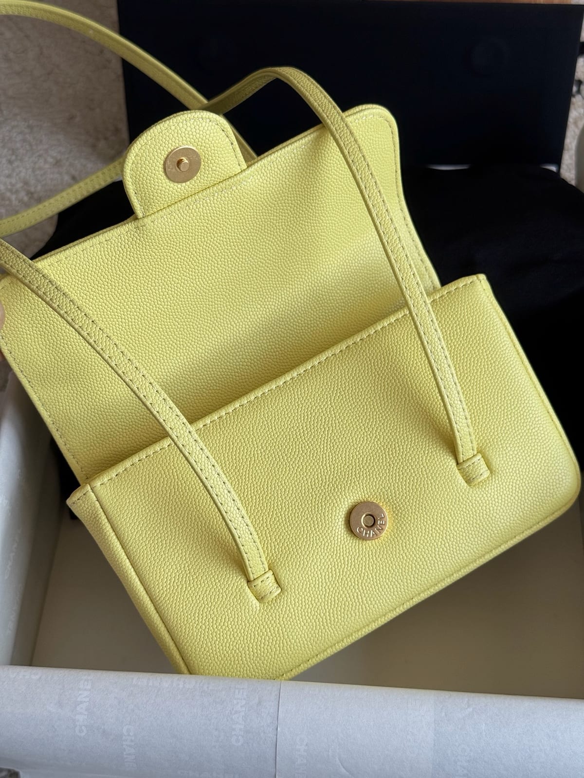 Chanel Yellow Preppy Coco Clutch with Straps 5