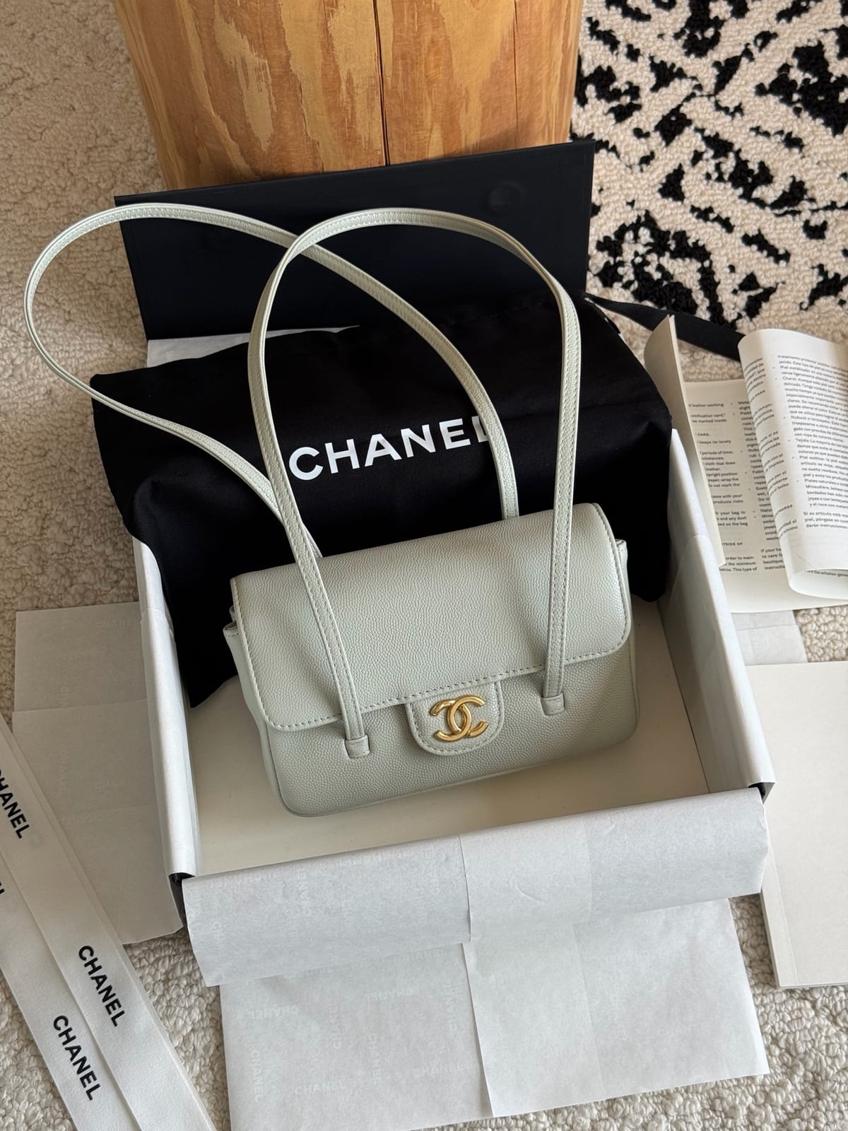 Chanel Sage Green Preppy Coco Clutch with Straps