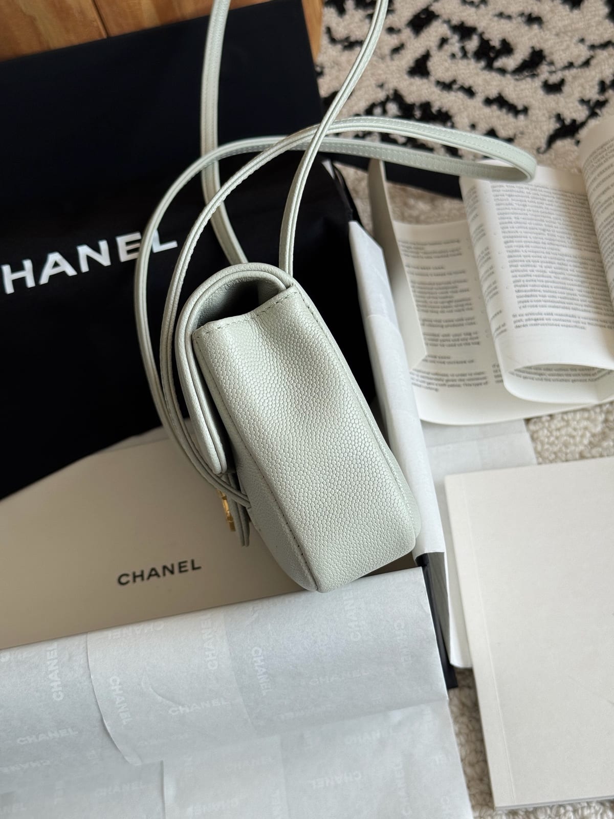 Chanel Sage Green Preppy Coco Clutch with Straps 2