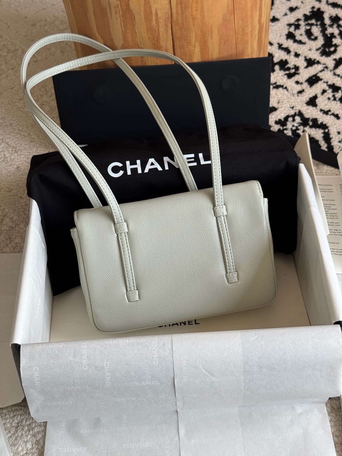 Chanel Sage Green Preppy Coco Clutch with Straps 3