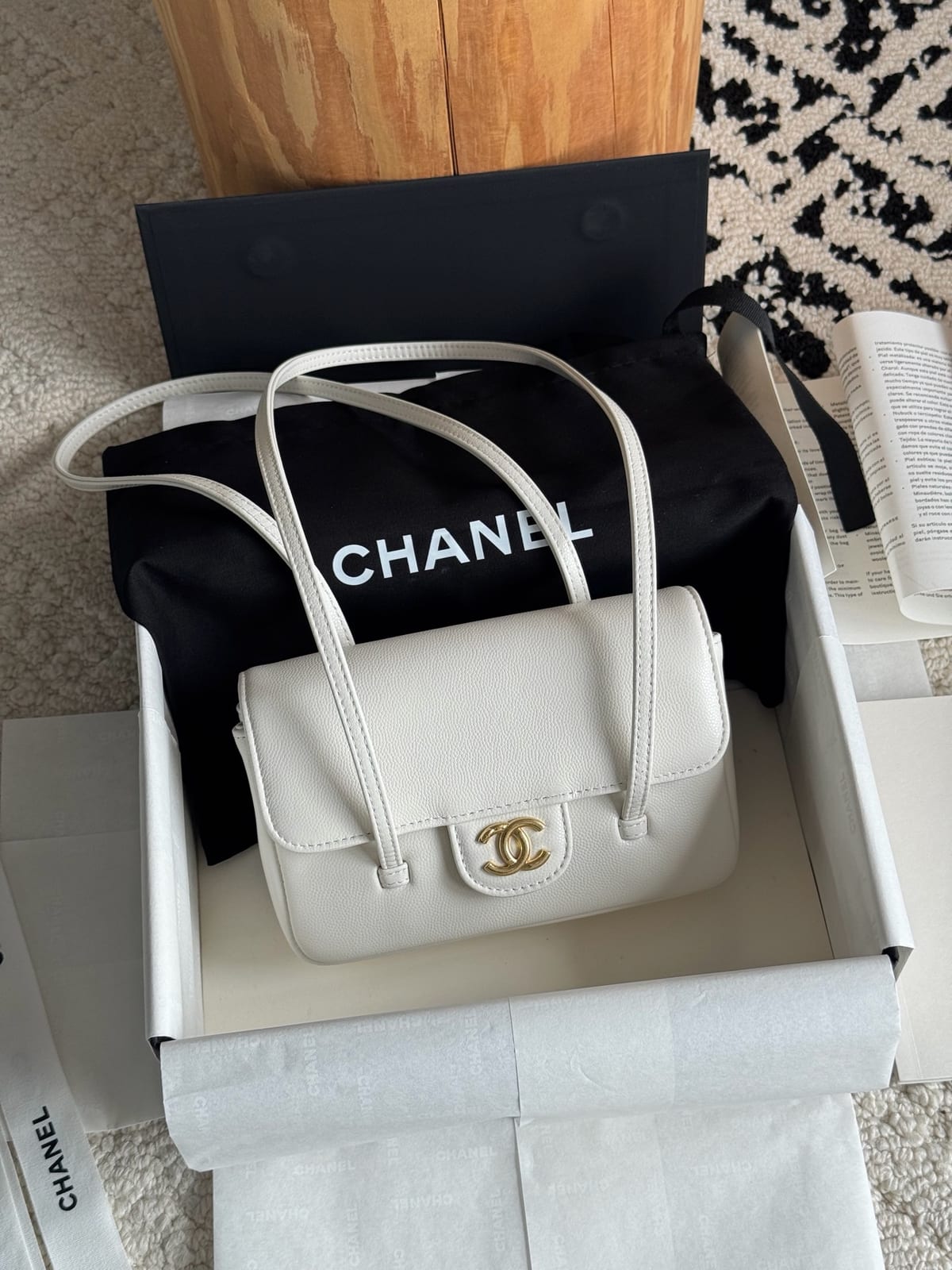  Chanel Mini Preppy Coco Clutch with Straps White Shiny Caviar Leather