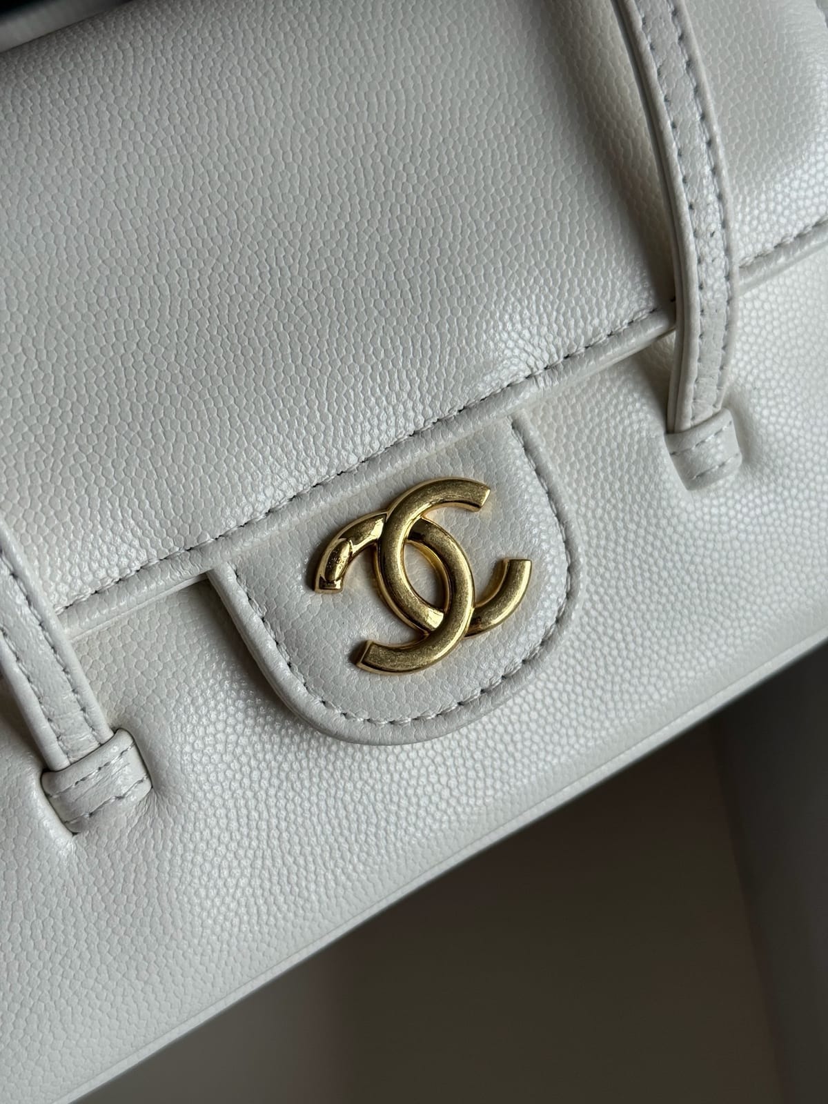  Chanel Mini Preppy Coco Clutch with Straps White Shiny Caviar Leather 3
