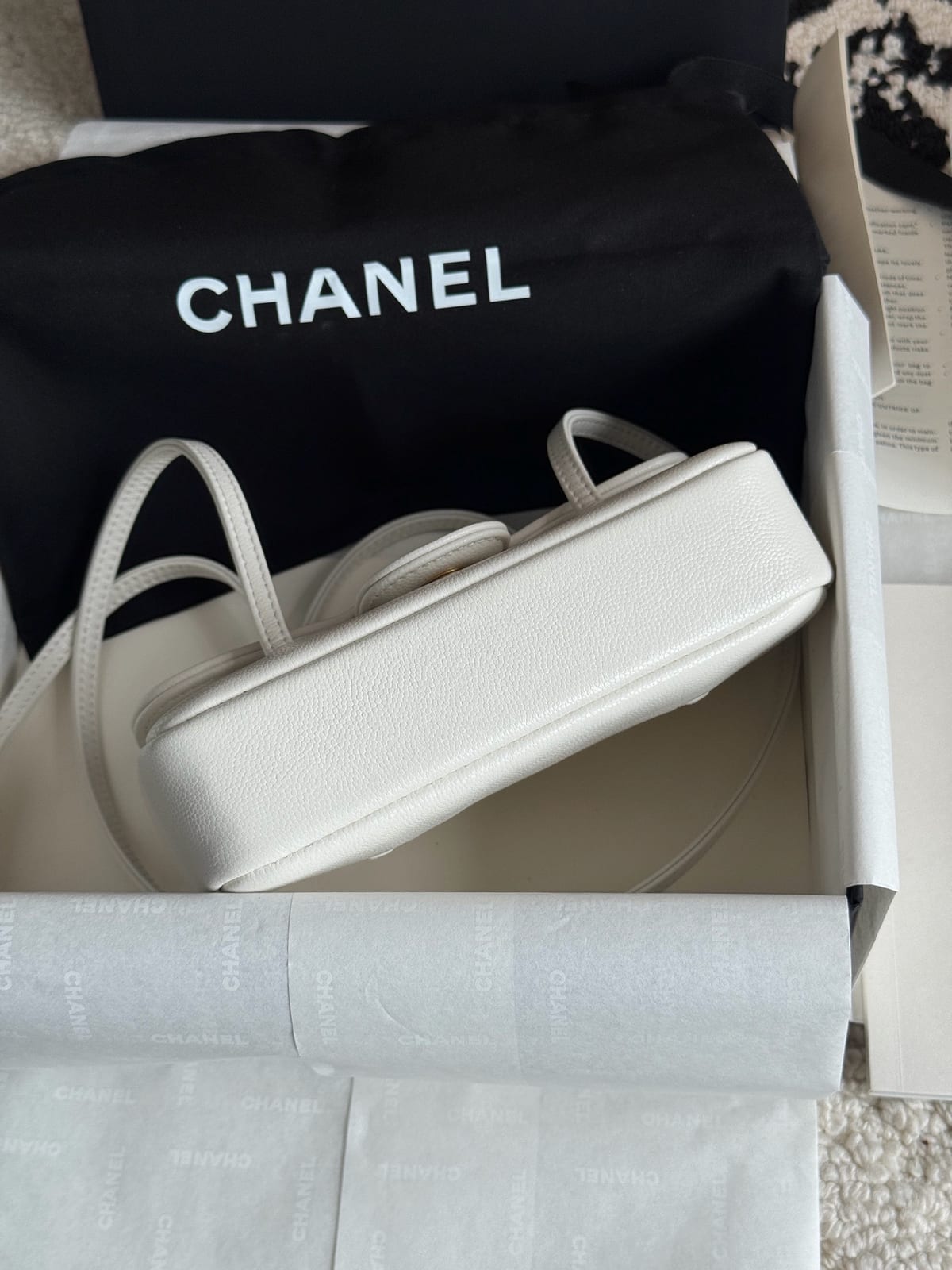  Chanel Mini Preppy Coco Clutch with Straps White Shiny Caviar Leather 7