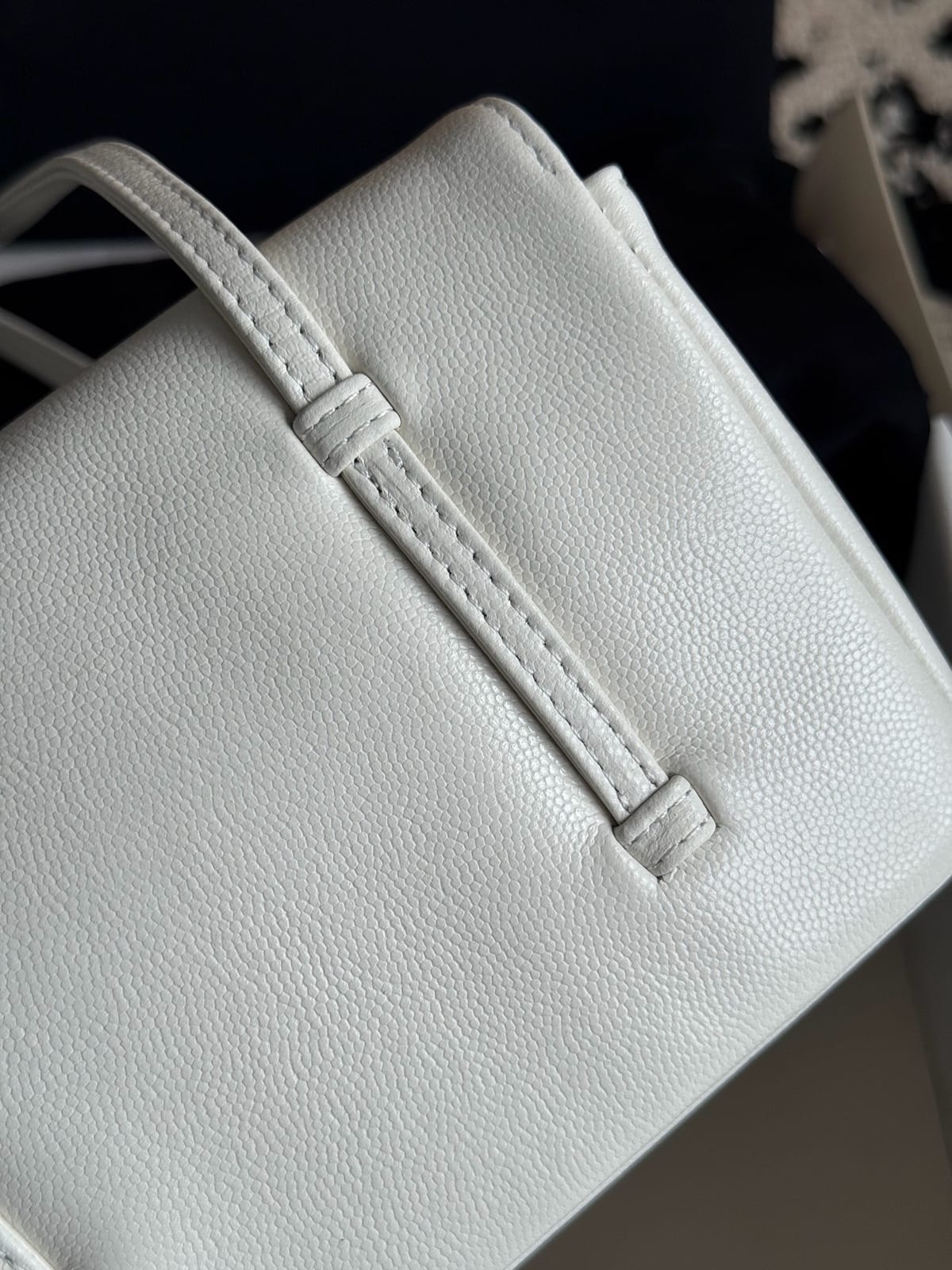 Chanel Mini Preppy Coco Clutch with Straps White Shiny Caviar Leather 8