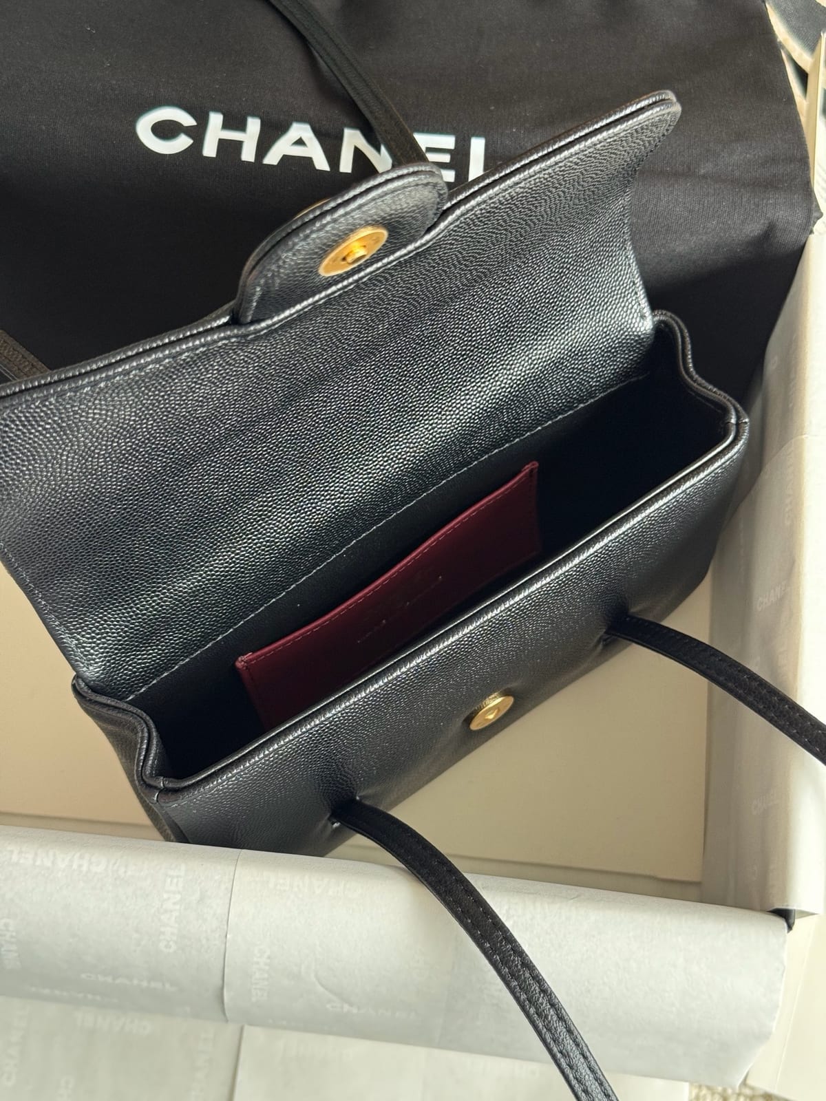  Chanel Mini Preppy Coco Clutch with Straps Black Caviar Leather 5