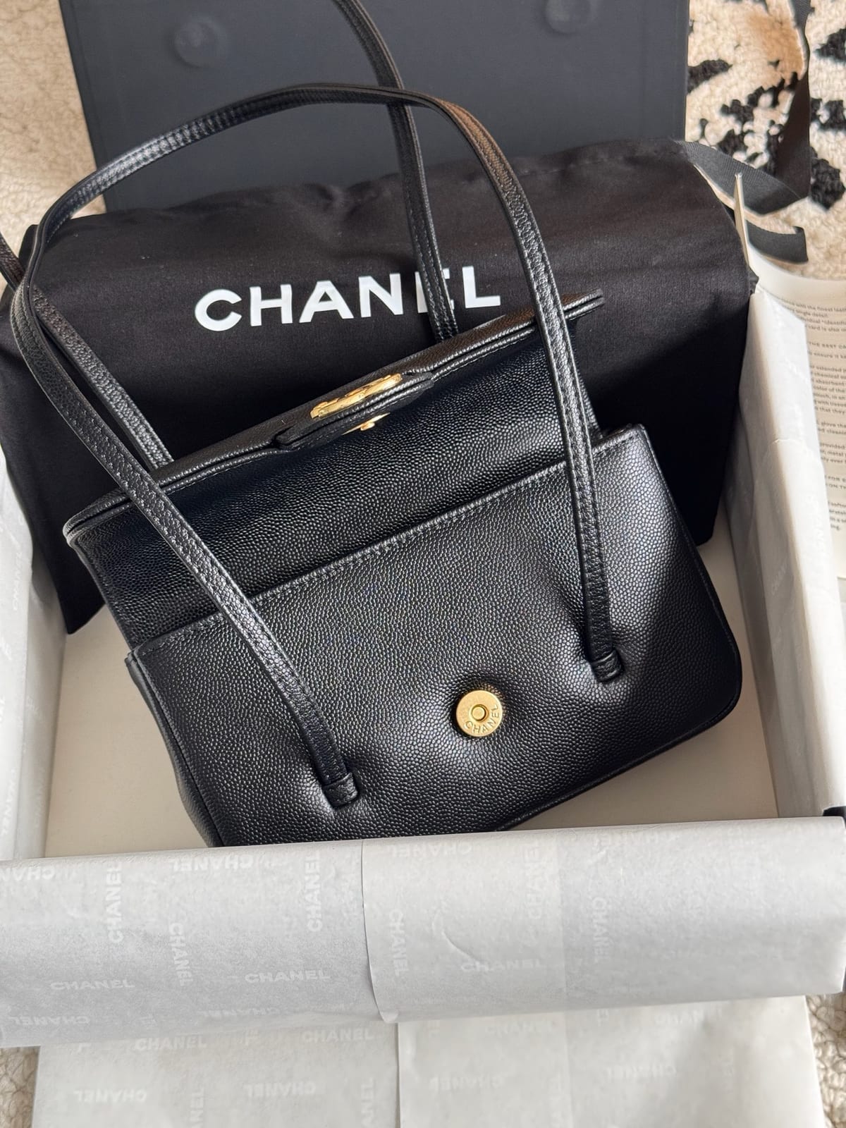  Chanel Mini Preppy Coco Clutch with Straps Black Caviar Leather 7