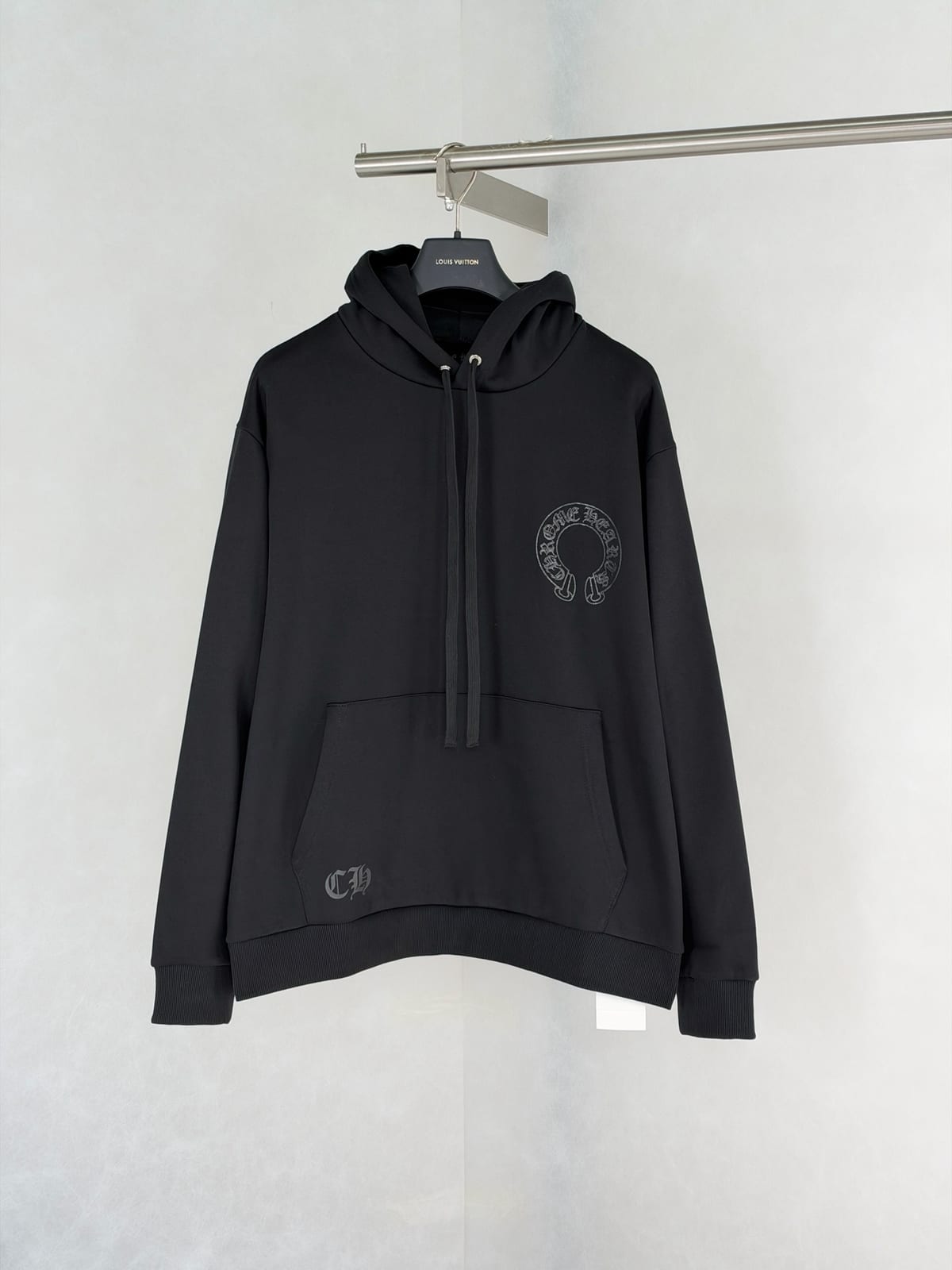  Chrome Hearts Horseshoe Floral Pullover Hoodie Black