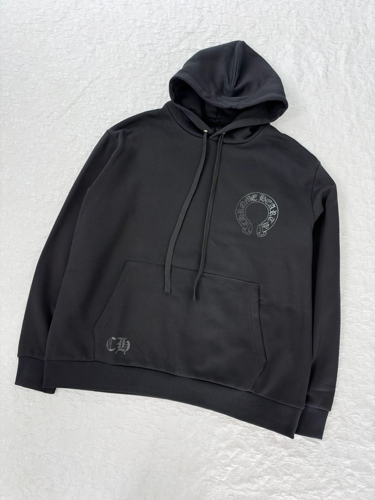  Chrome Hearts Horseshoe Floral Pullover Hoodie Black 3