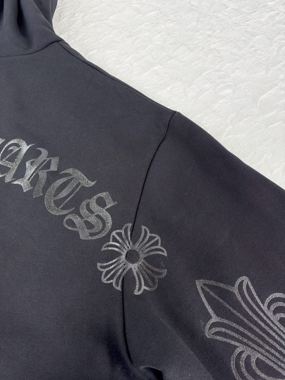  Chrome Hearts Horseshoe Floral Pullover Hoodie Black 8