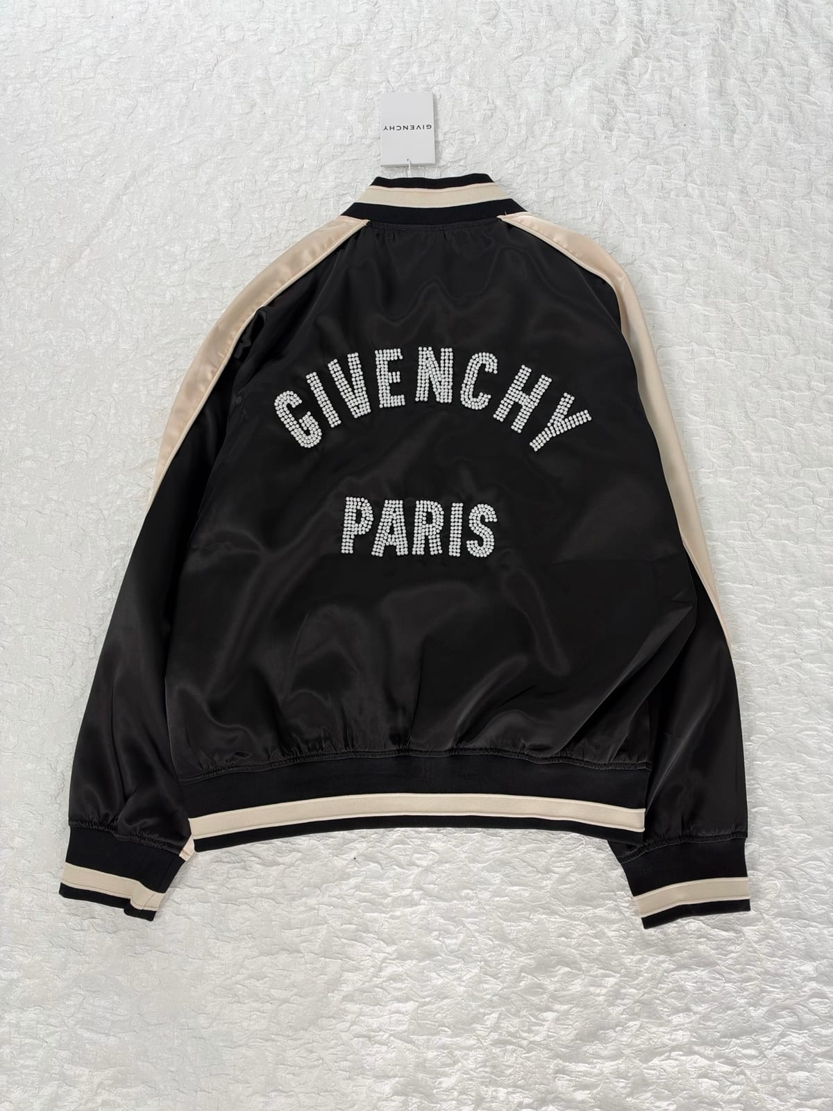 Givenchy Men's Satin Rhinestone-Logo Bomber Jacket 3