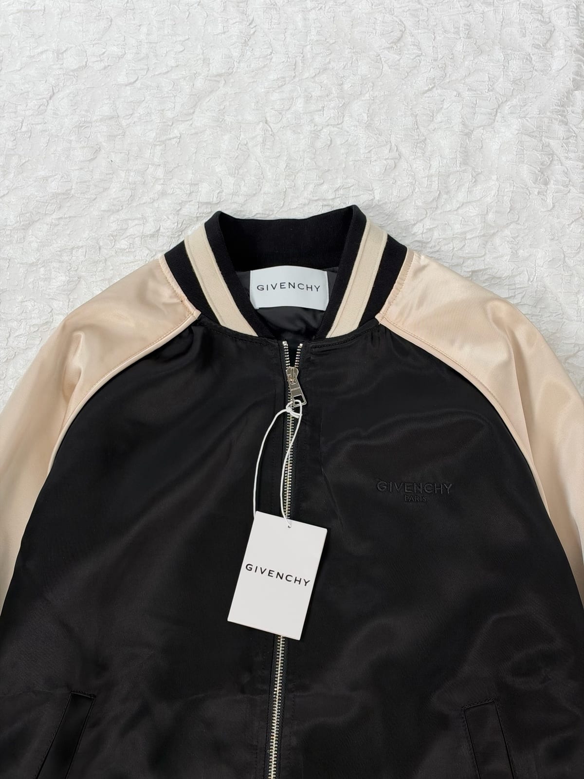 Givenchy Men's Satin Rhinestone-Logo Bomber Jacket 4