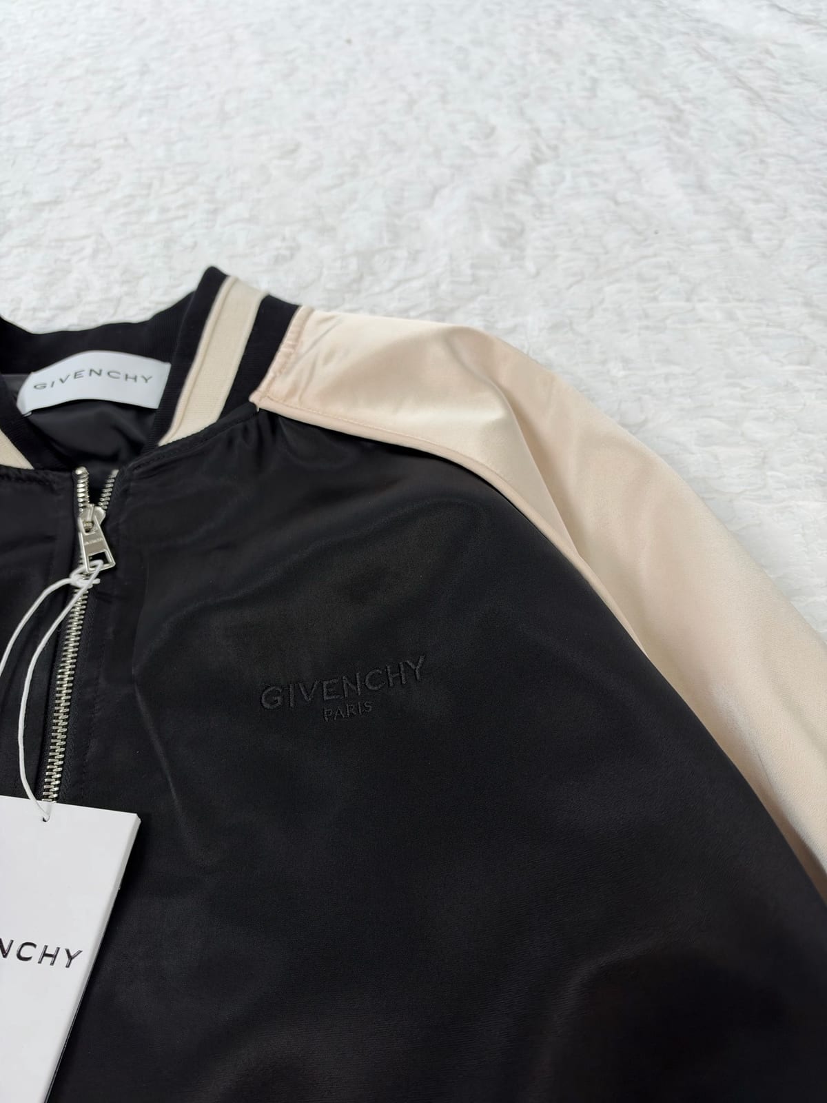 Givenchy Men's Satin Rhinestone-Logo Bomber Jacket 7