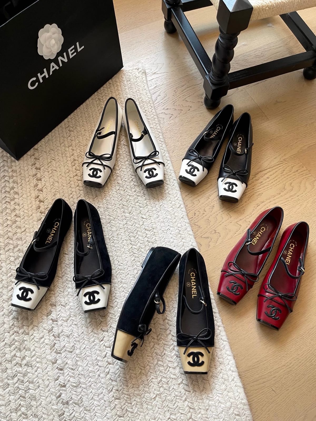 Chanel Square Toe Mary Jane Ballet Flats