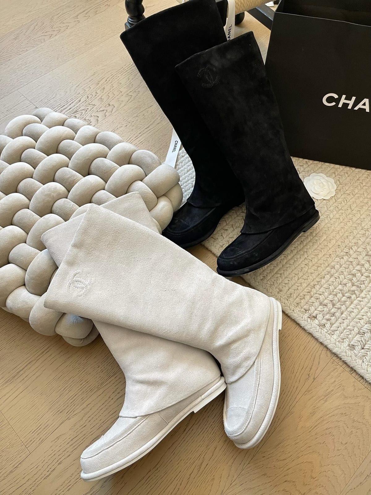 Chanel Suede Slouchy High Boots