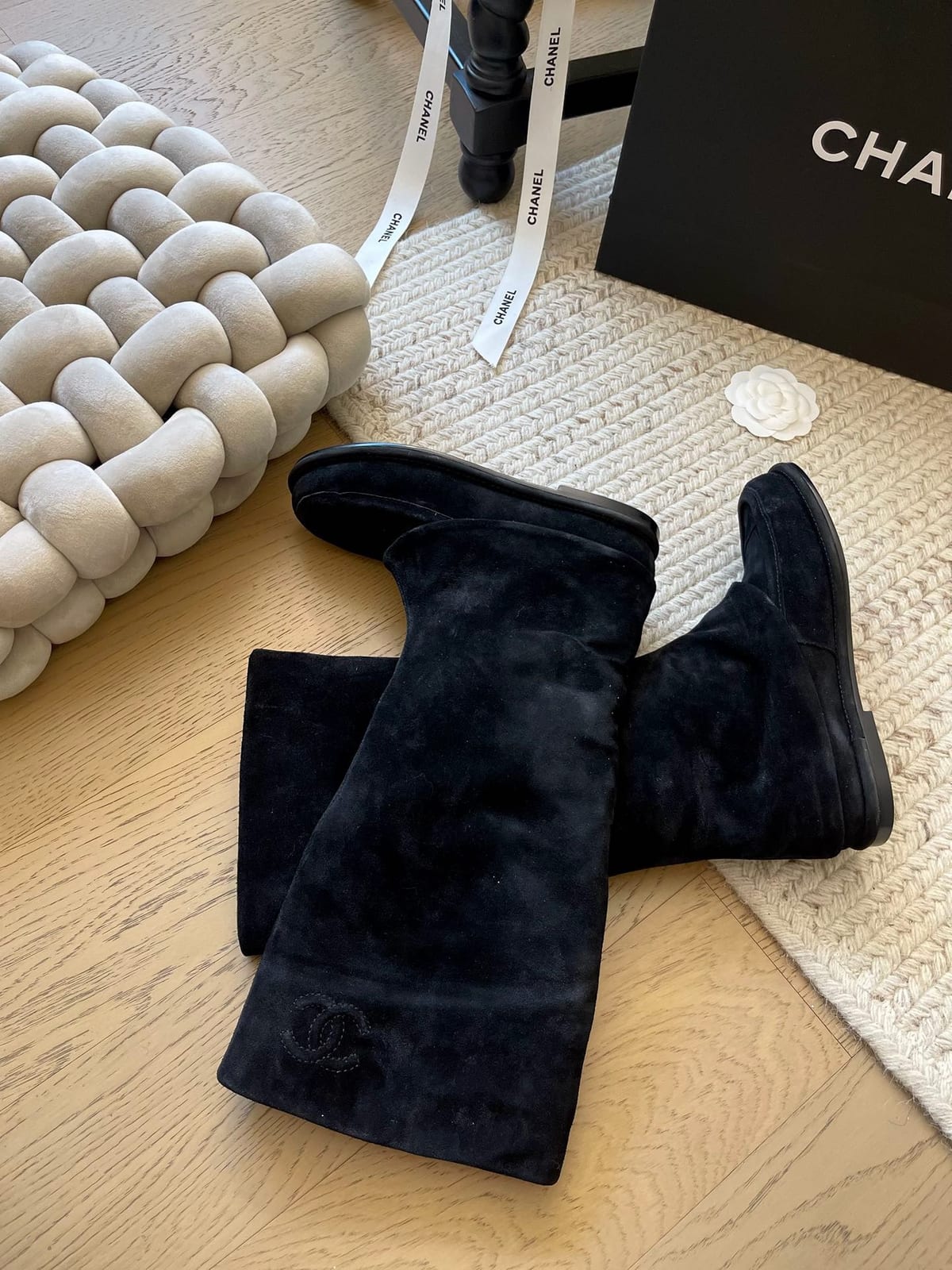 Chanel Suede Slouchy High Boots 8